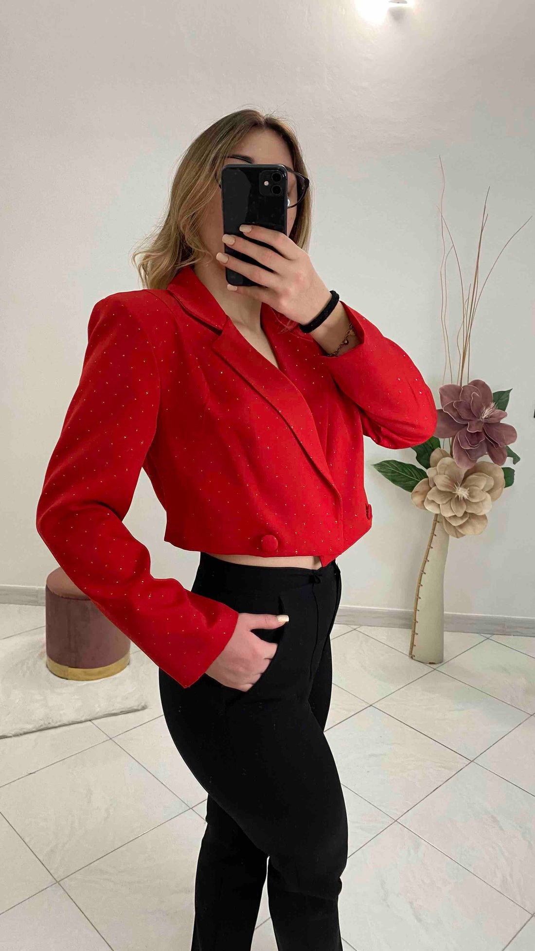 Blazer_Crop_Rosso