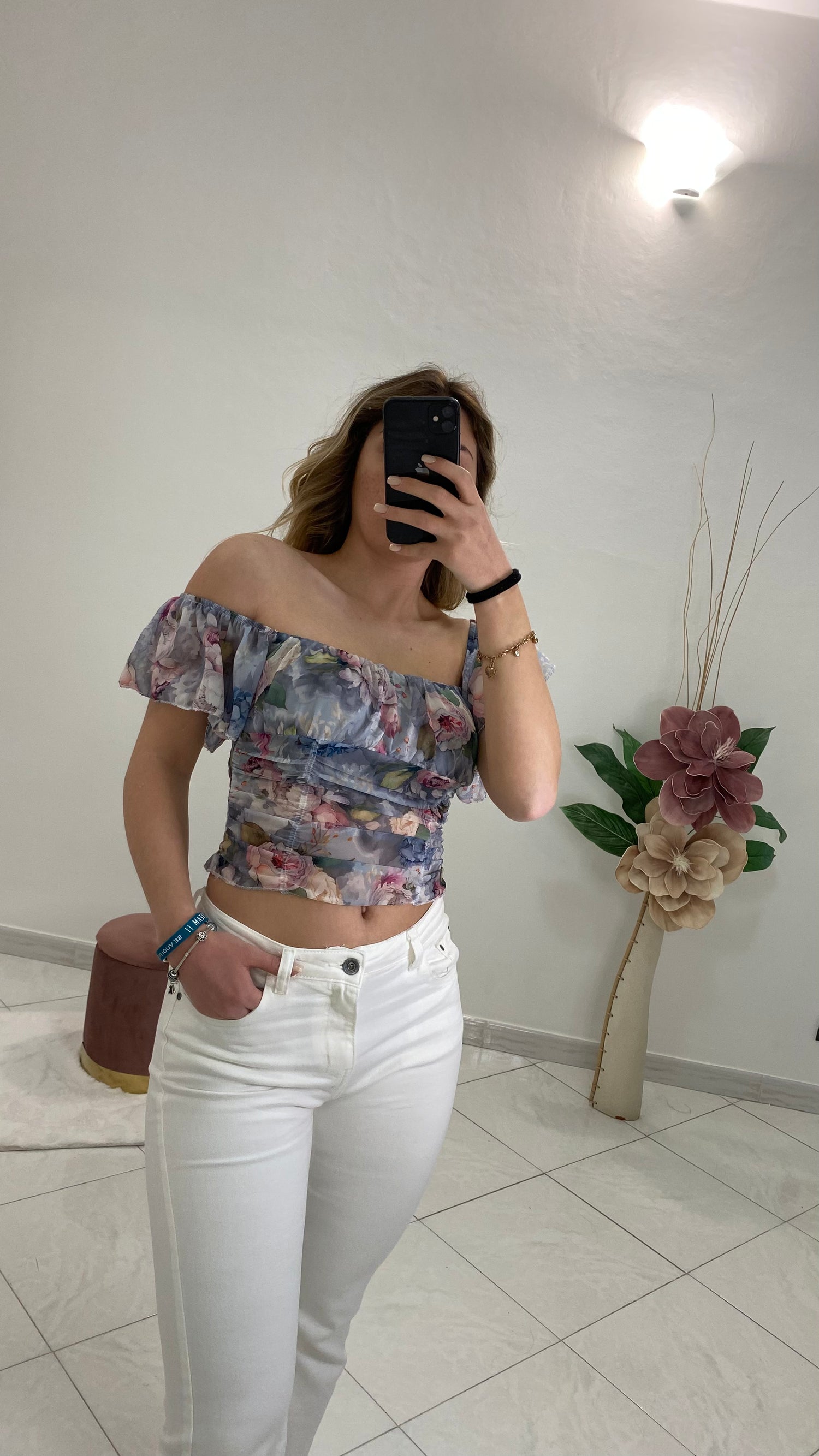 Top crop fantasia multicolore