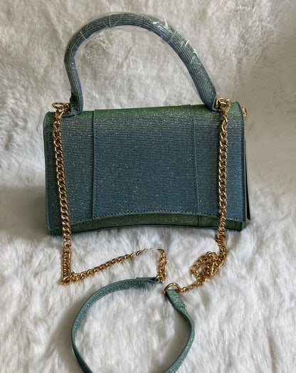 Borsa Verde/Celeste Glitter