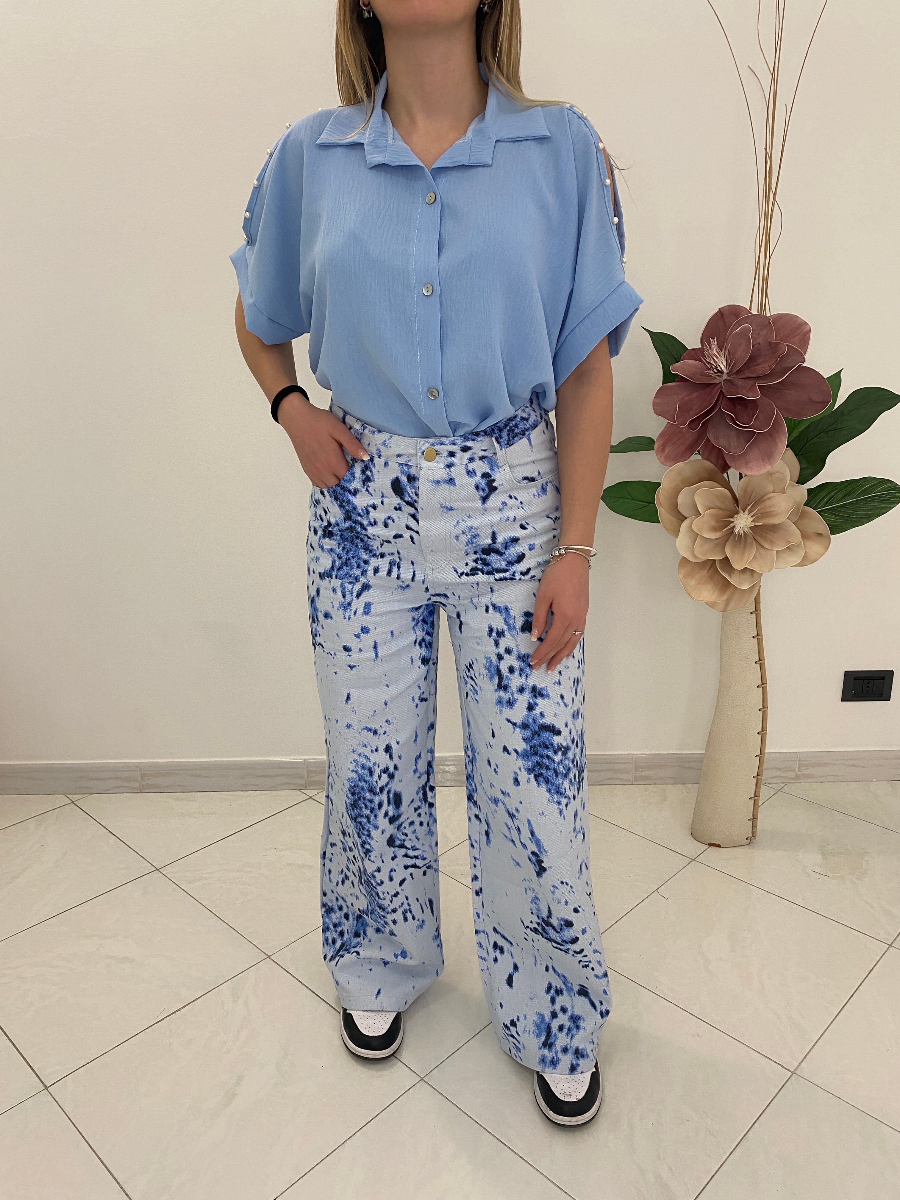 Pantalone Stained Blu