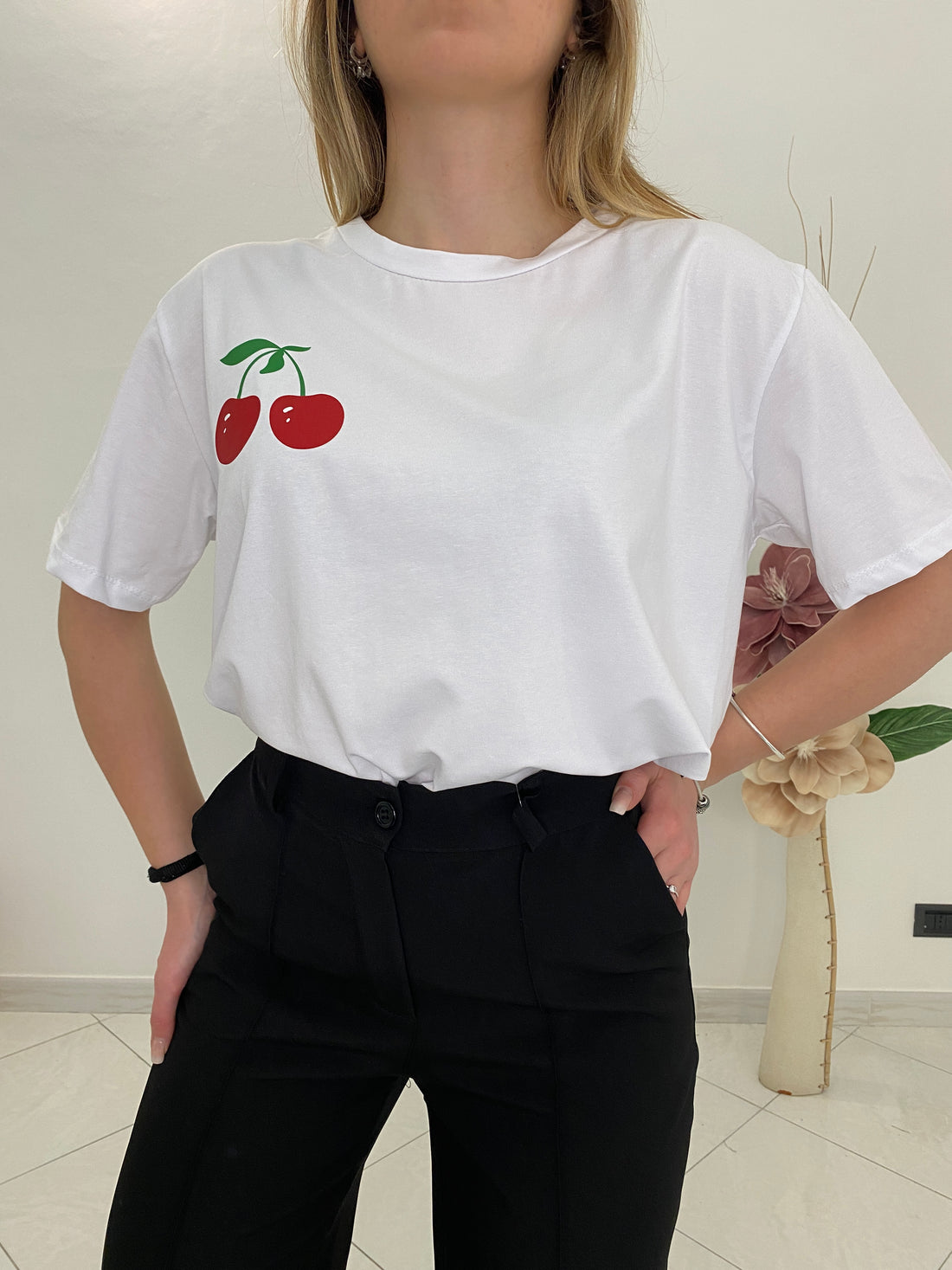 T-Shirt Ciliegia Bianco